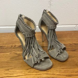 Chinese Laundry Gray Suede Heel Sandal Size 6.5